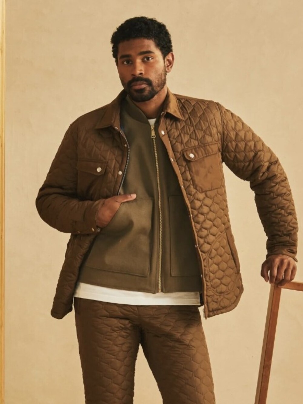Mifland Designer Brown Quilted Jacket - Men's Large NEW